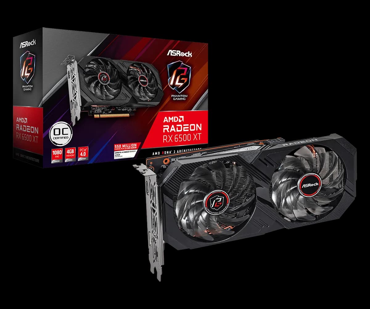 ASRock Phantom Gaming AMD Radeon™ RX 6500 XT OC 4GB